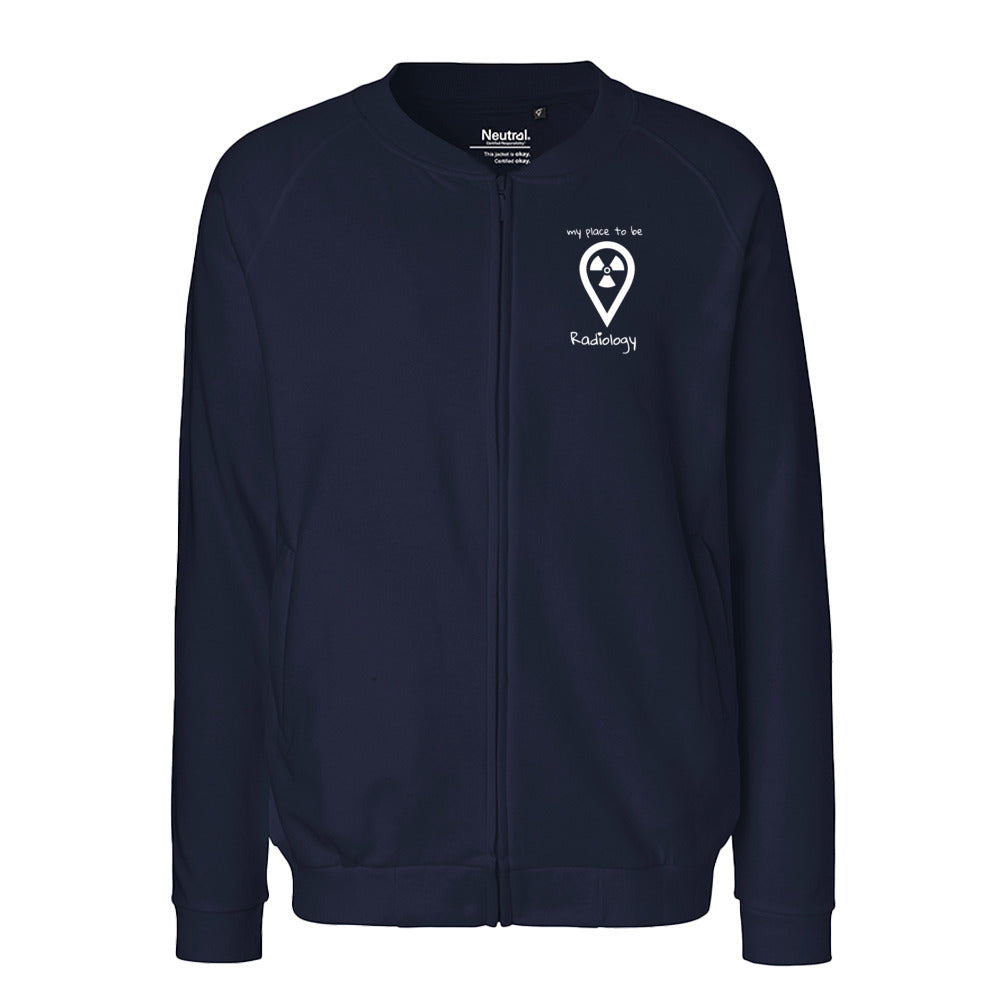 Sweatjacke mit Reißverschluss (Unisex) - my place to be Radiology (kleines Logo)