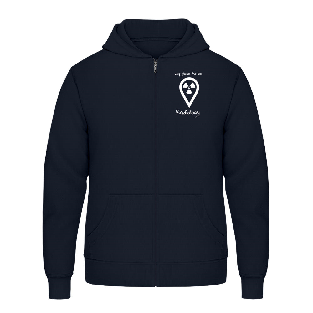 Hoody mit Reißverschluss - my place to be Radiology (kleines Logo) Unisex