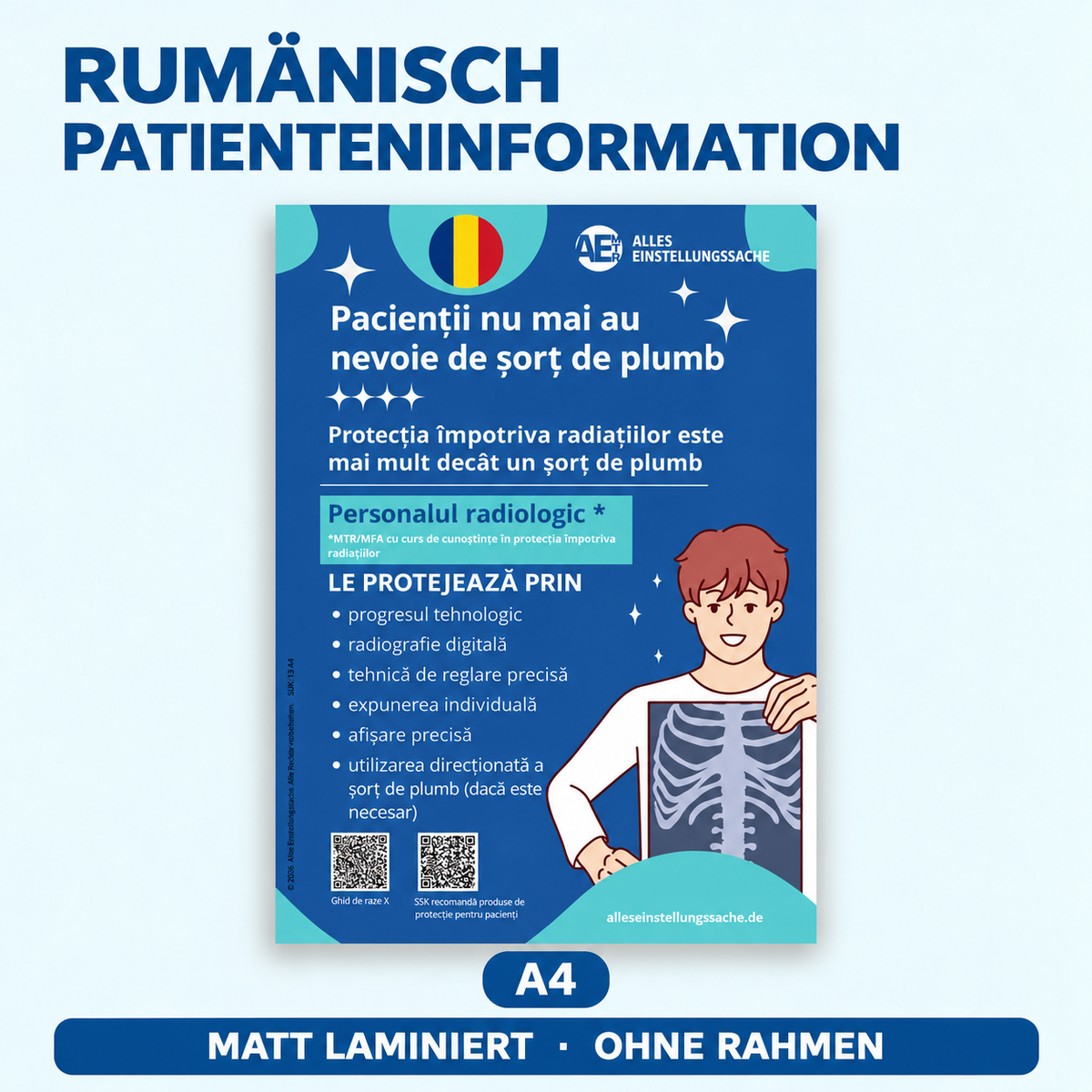 Patienteninformation Röntgen in 9 Sprachen – Poster A4 | Arabisch, Türkisch, Ukrainisch, Russisch u. v. m.