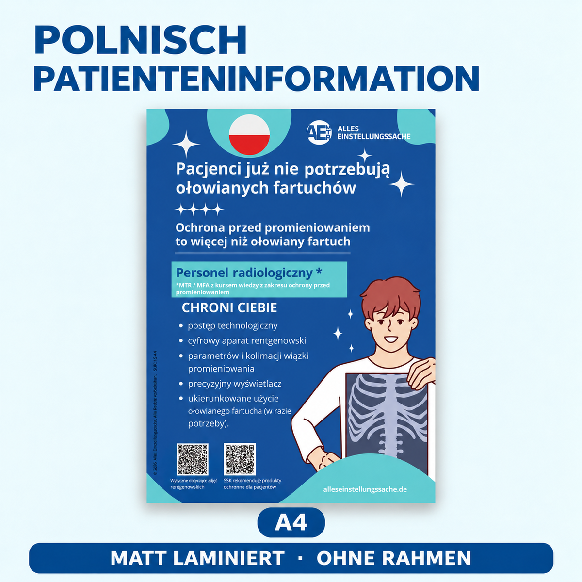 Patienteninformation Röntgen in 9 Sprachen – Poster A4 | Arabisch, Türkisch, Ukrainisch, Russisch u. v. m.