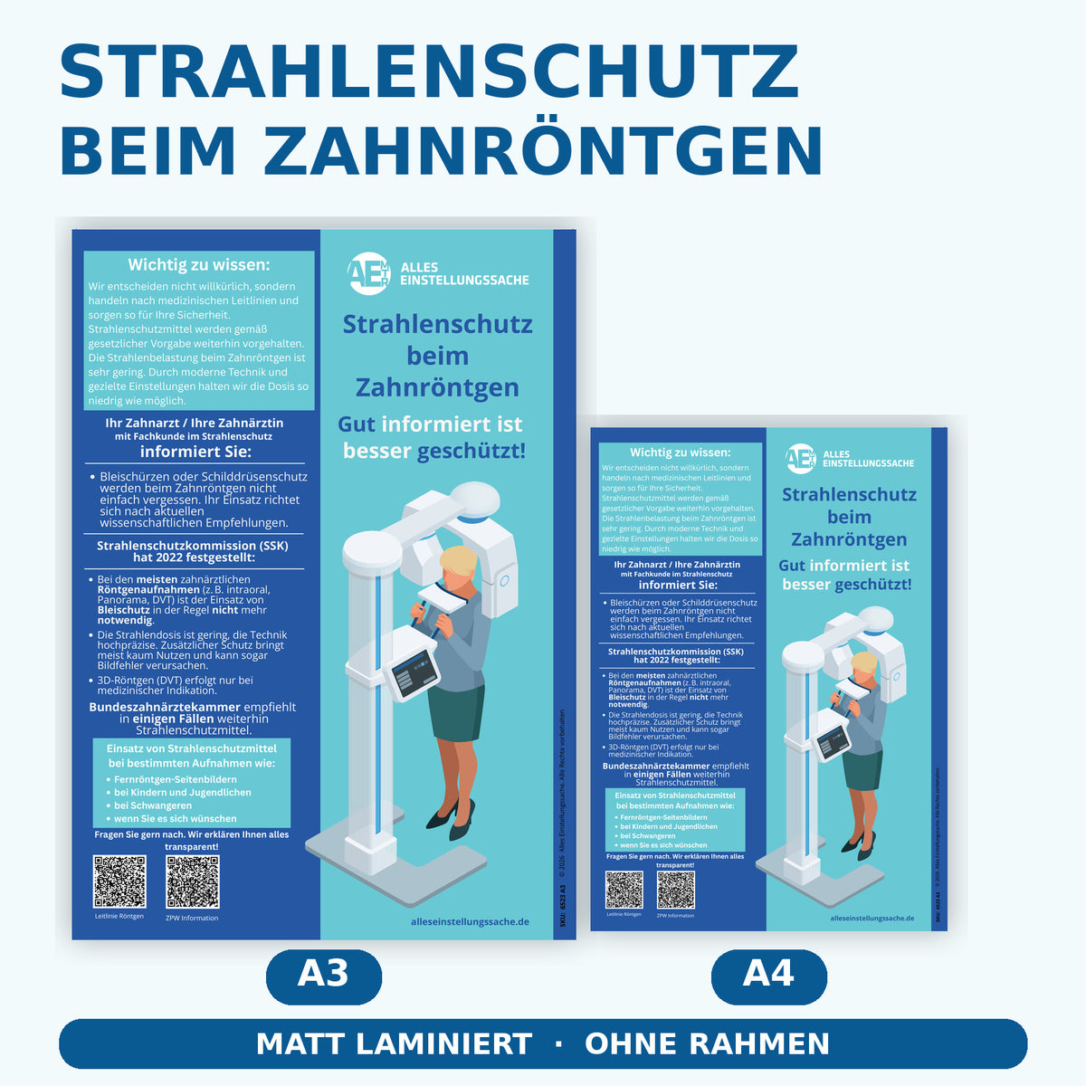 Patienteninformation Strahlenschutz beim Zahnröntgen & DVT | Poster für Zahnarztpraxen (Nr. 2)