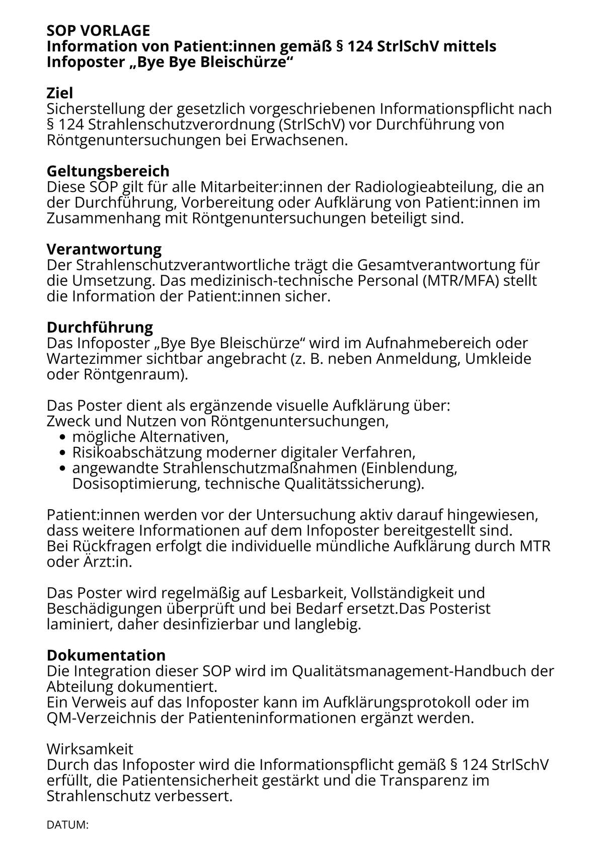 NEUE Version! Röntgen I Poster - Bye Bye Bleischürze - Informationspflicht erfüllt
