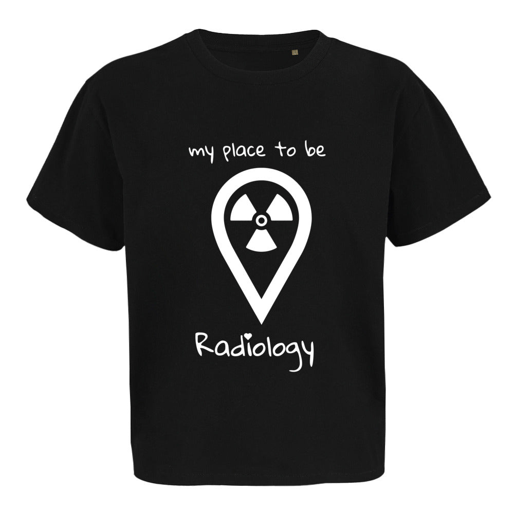 T-Shirt (Damen) Oversized kürzer geschnitten - my place to be Radiology - Alles Einstellungssache 