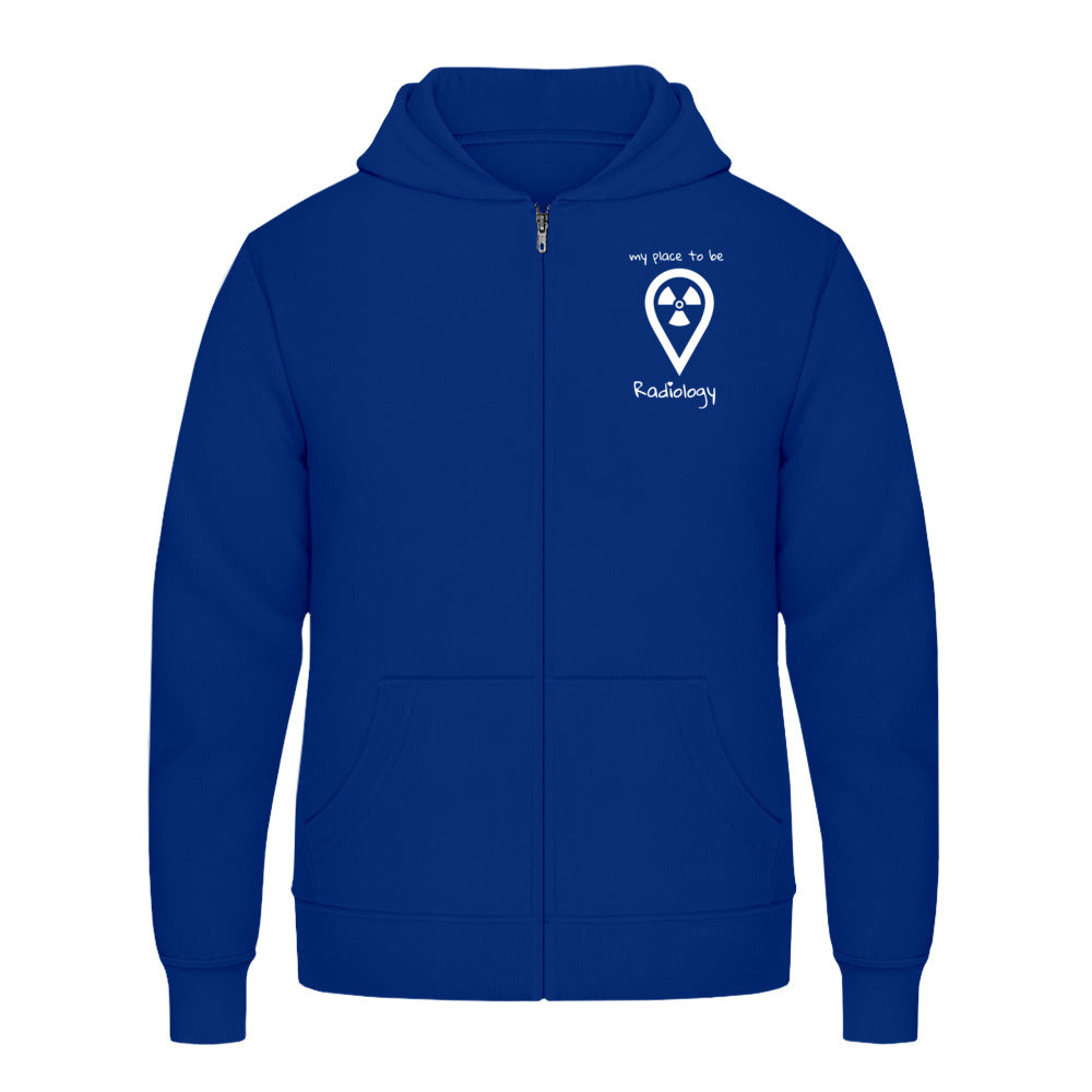 Hoody mit Reißverschluss (Unisex)  - my place to be Radiology (kleines Logo) - Alles Einstellungssache 