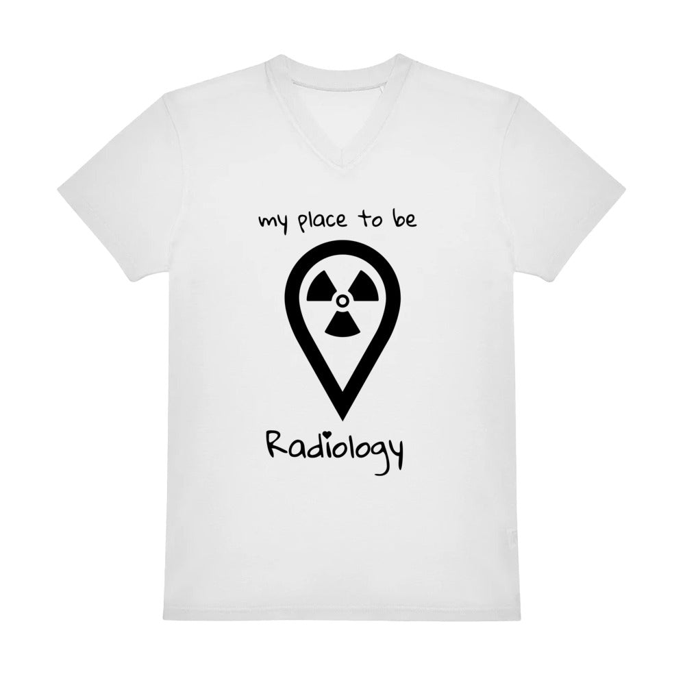 V-Auschnitt T-Shirt (Herren) - my place to be Radiology (großes Logo) - Alles Einstellungssache 