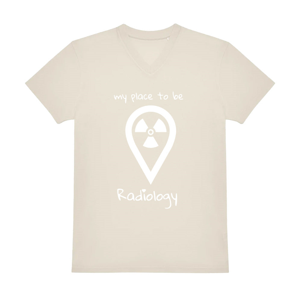 V-Auschnitt T-Shirt (Herren) - my place to be Radiology (großes Logo) - Alles Einstellungssache 
