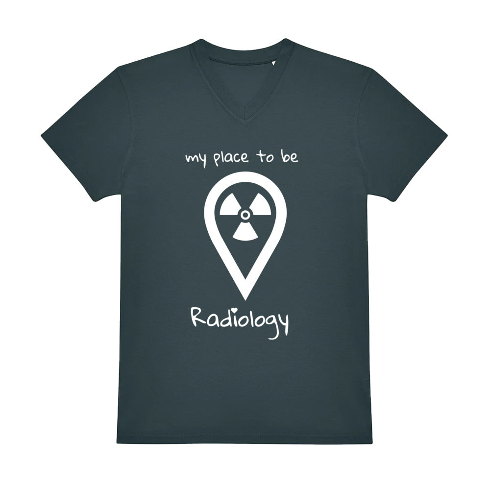 V-Auschnitt T-Shirt (Herren) - my place to be Radiology (großes Logo) - Alles Einstellungssache 