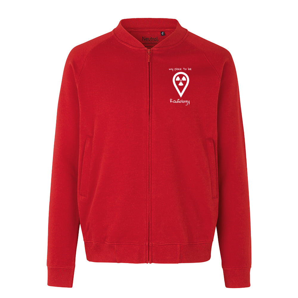 Sweatjacke mit Reißverschluss (Unisex) - my place to be Radiology (kleines Logo)