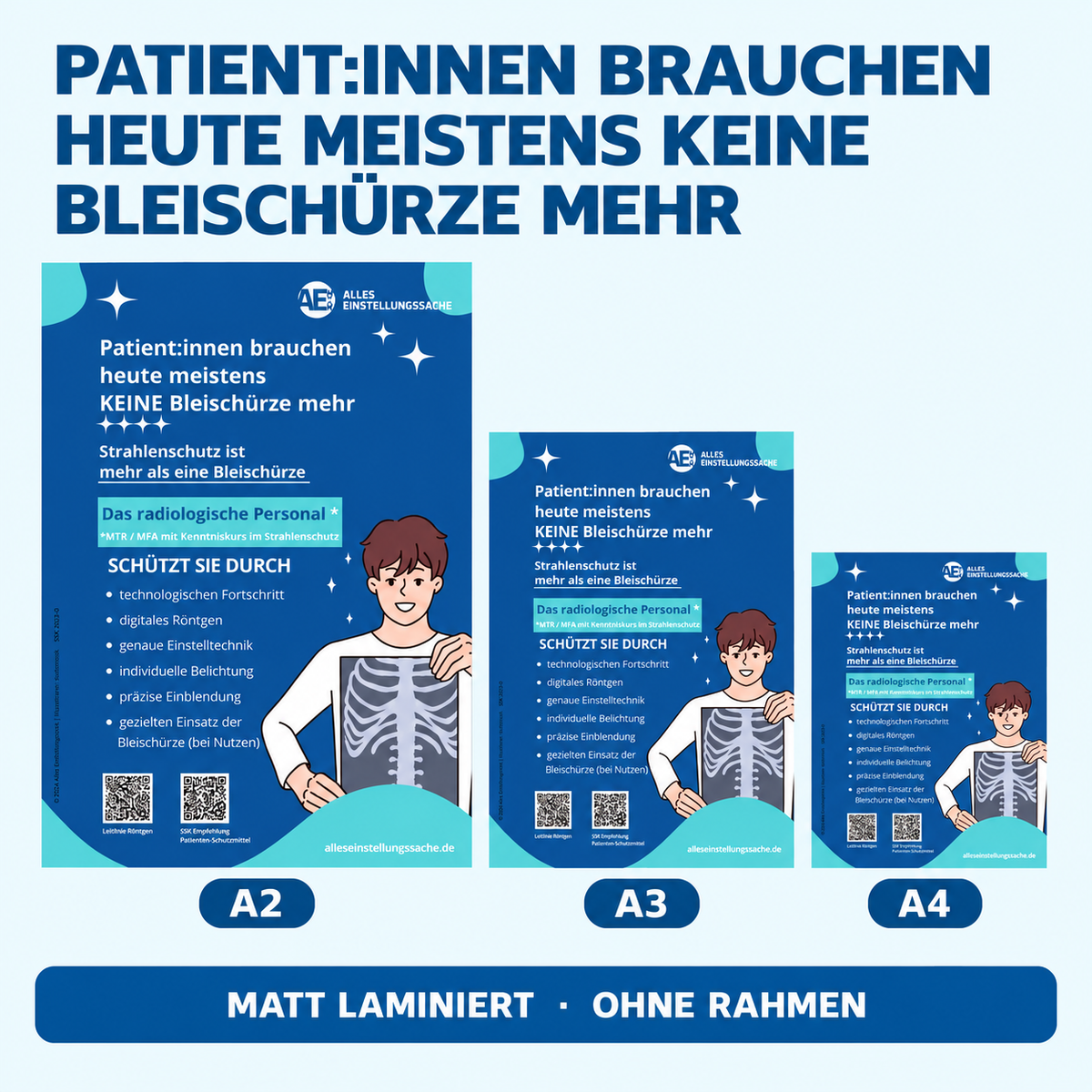 Patienteninformation Röntgen – Strahlenschutz & Bleischürze | Poster kompakt (Deutsch)