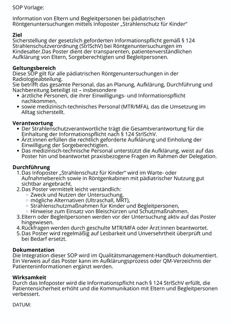 NEUE Version! Pädiatrisches Röntgen I Poster: Strahlenschutz für die Kleinsten ist für uns das Größte  - (hygienekonform und Informationspflicht erfüllt))