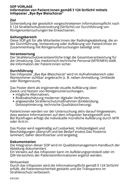 NEUE Version! Röntgen I Poster - Bye Bye Bleischürze -  Informationspflicht erfüllt